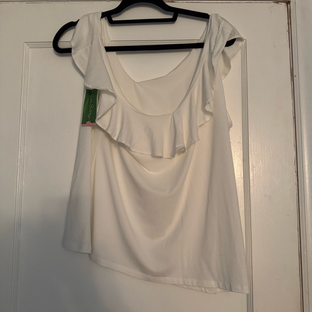 NWT Lilly Pulitzer White Alessa Ruffled Top in Resort White XL
